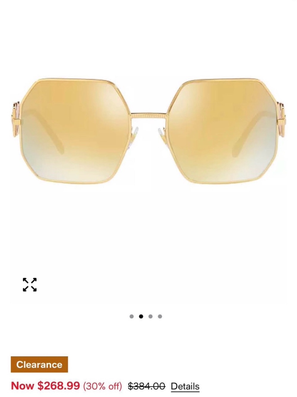 Versace Collection Gold Hexagonal Oversized Women's Sunglasses